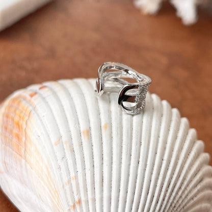 Sterling Silver CZ Stones Artistic Criss Cross Design Ear Cuff NEW 1 Earring