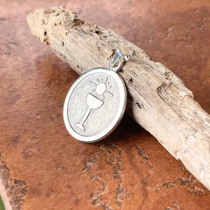 Sterling Silver Holy Communion Blessed Sacrament Round Medal Pendant Charm 23mm