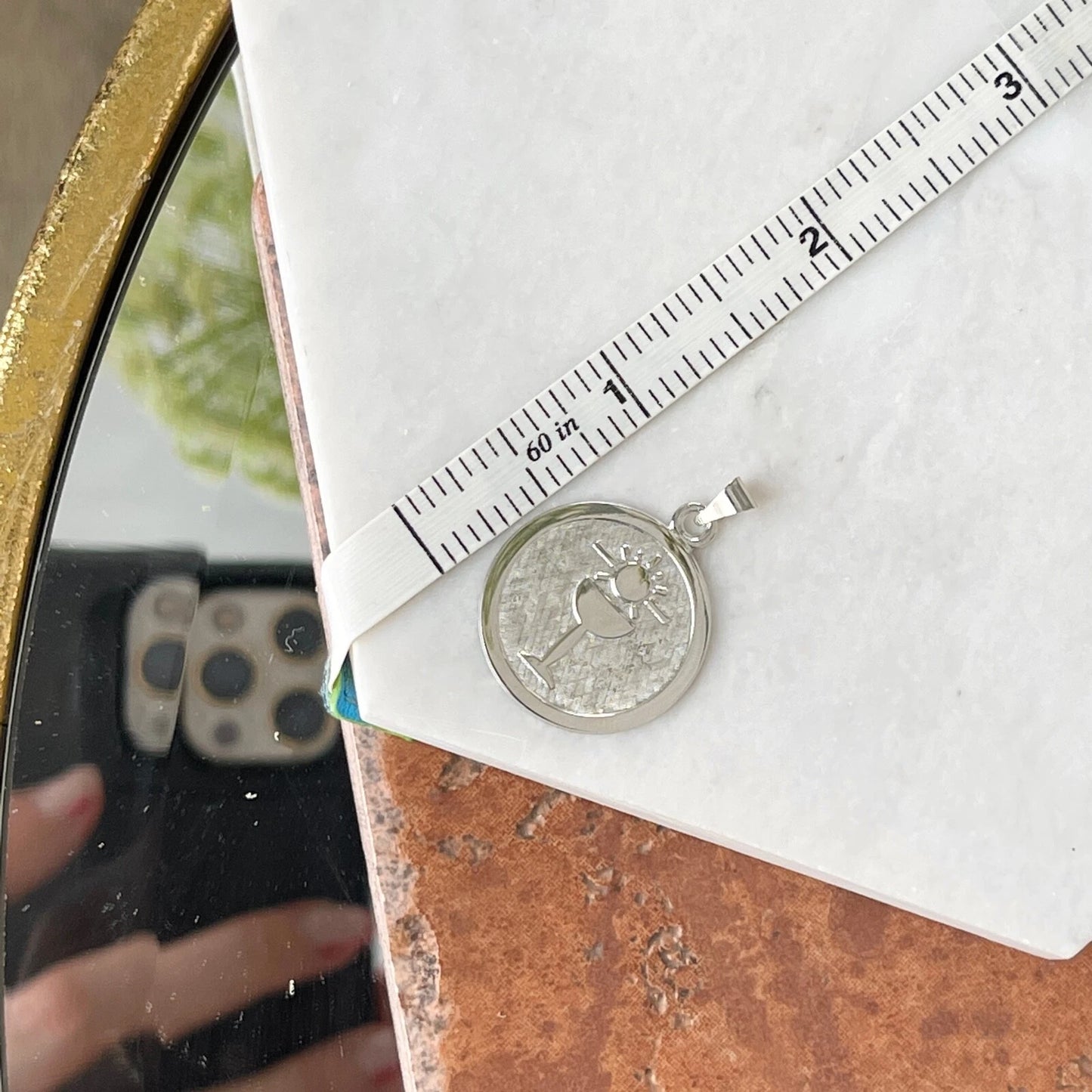 Sterling Silver Holy Communion Blessed Sacrament Round Medal Pendant Charm 23mm