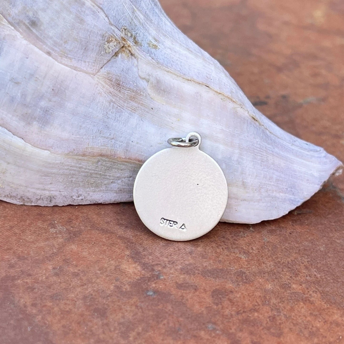 Sterling Silver Antiqued St Lucy of Blind Round Medal Pendant Charm