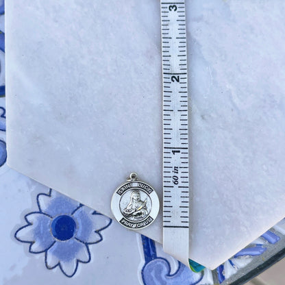 Sterling Silver Antiqued St Lucy of Blind Round Medal Pendant Charm