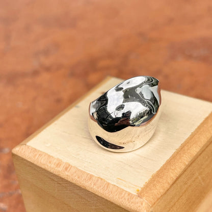 Sterling Silver Polished Wide Dome Slanted Design Cigar Band Ring NEW Size 6