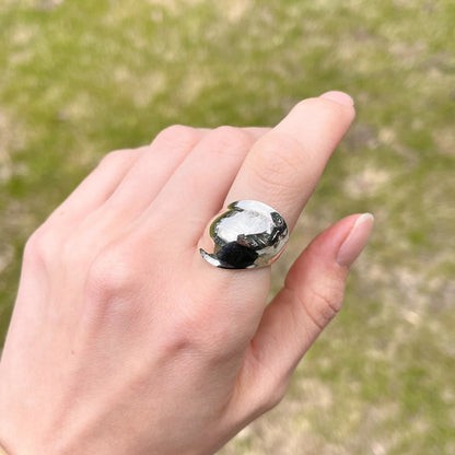 Sterling Silver Polished Wide Dome Slanted Design Cigar Band Ring NEW Size 6