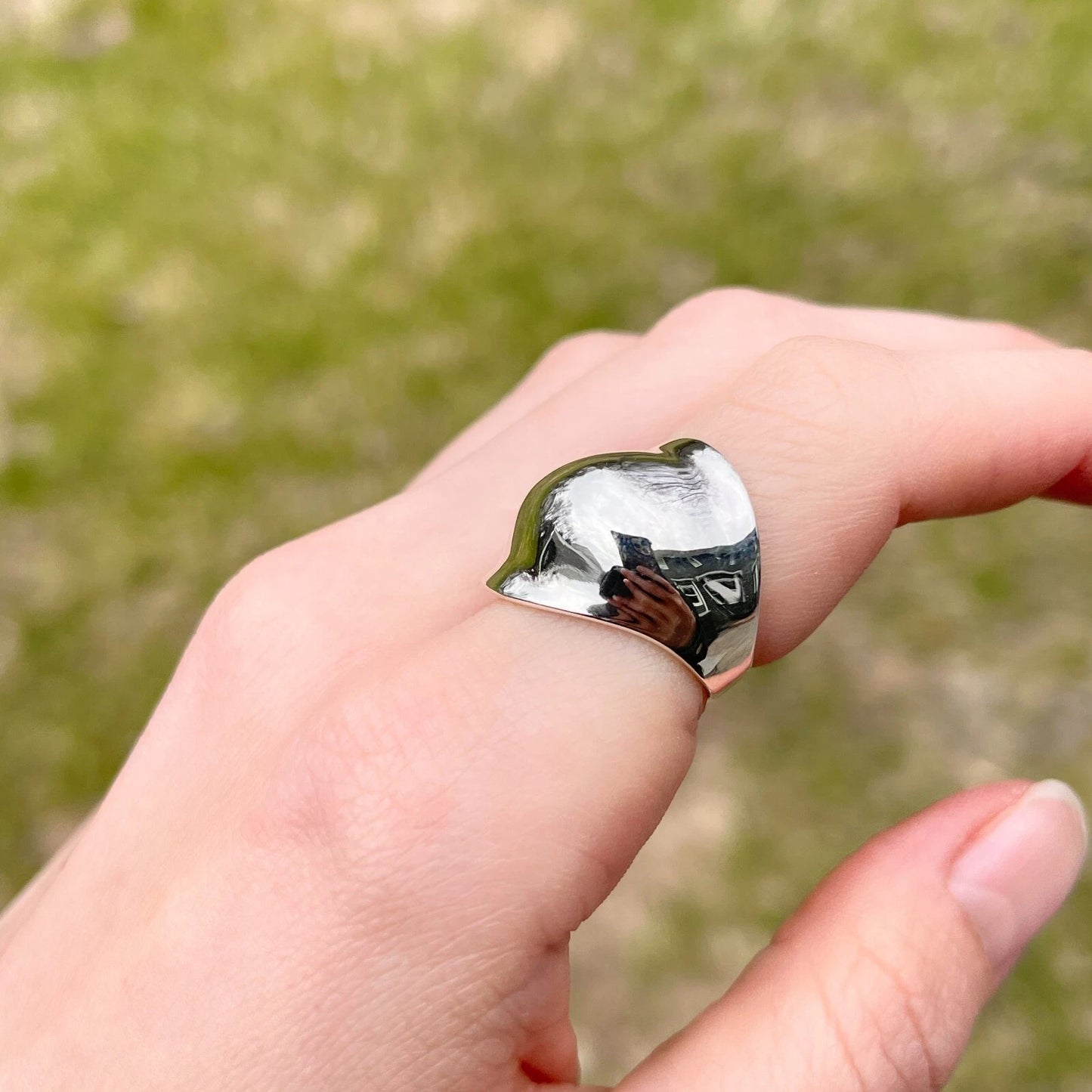 Sterling Silver Polished Wide Dome Slanted Design Cigar Band Ring NEW Size 6