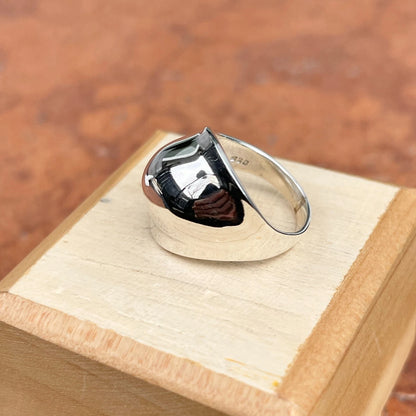 Sterling Silver Polished Wide Dome Slanted Design Cigar Band Ring NEW Size 6
