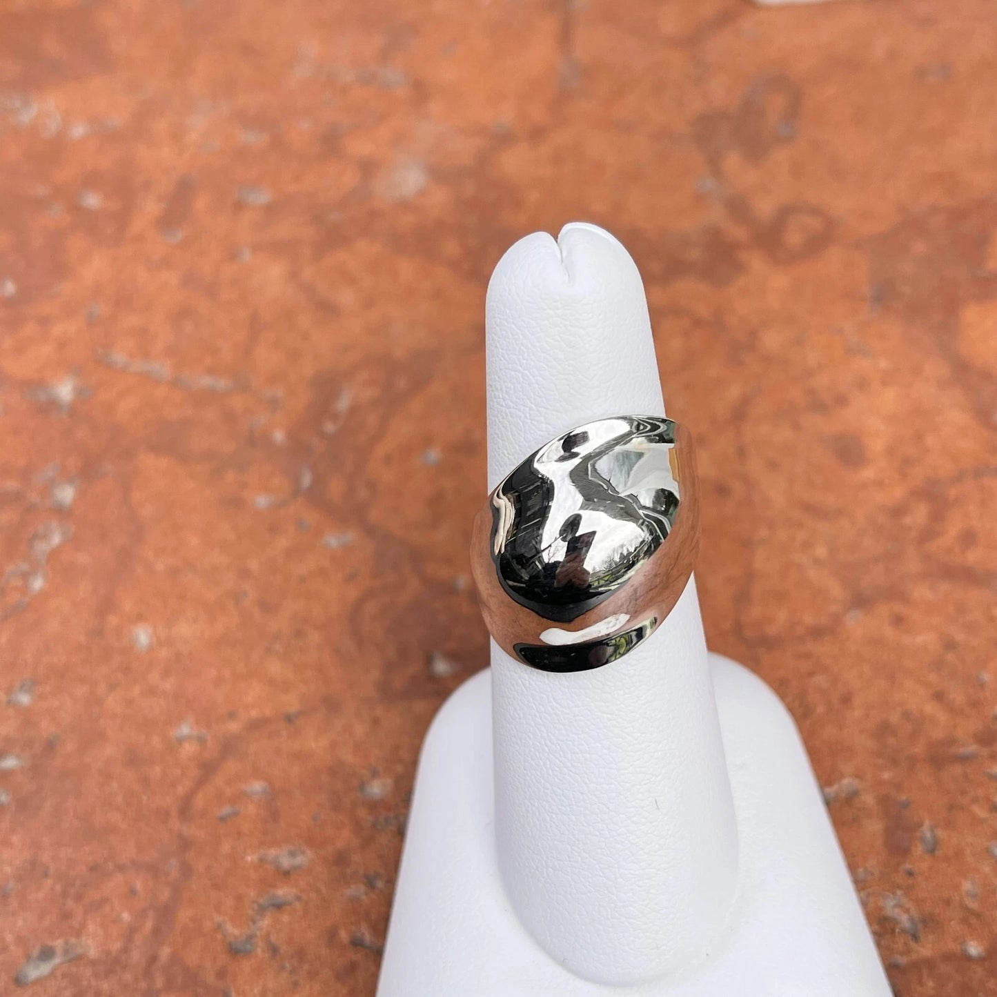 Sterling Silver Polished Wide Dome Slanted Design Cigar Band Ring NEW Size 6