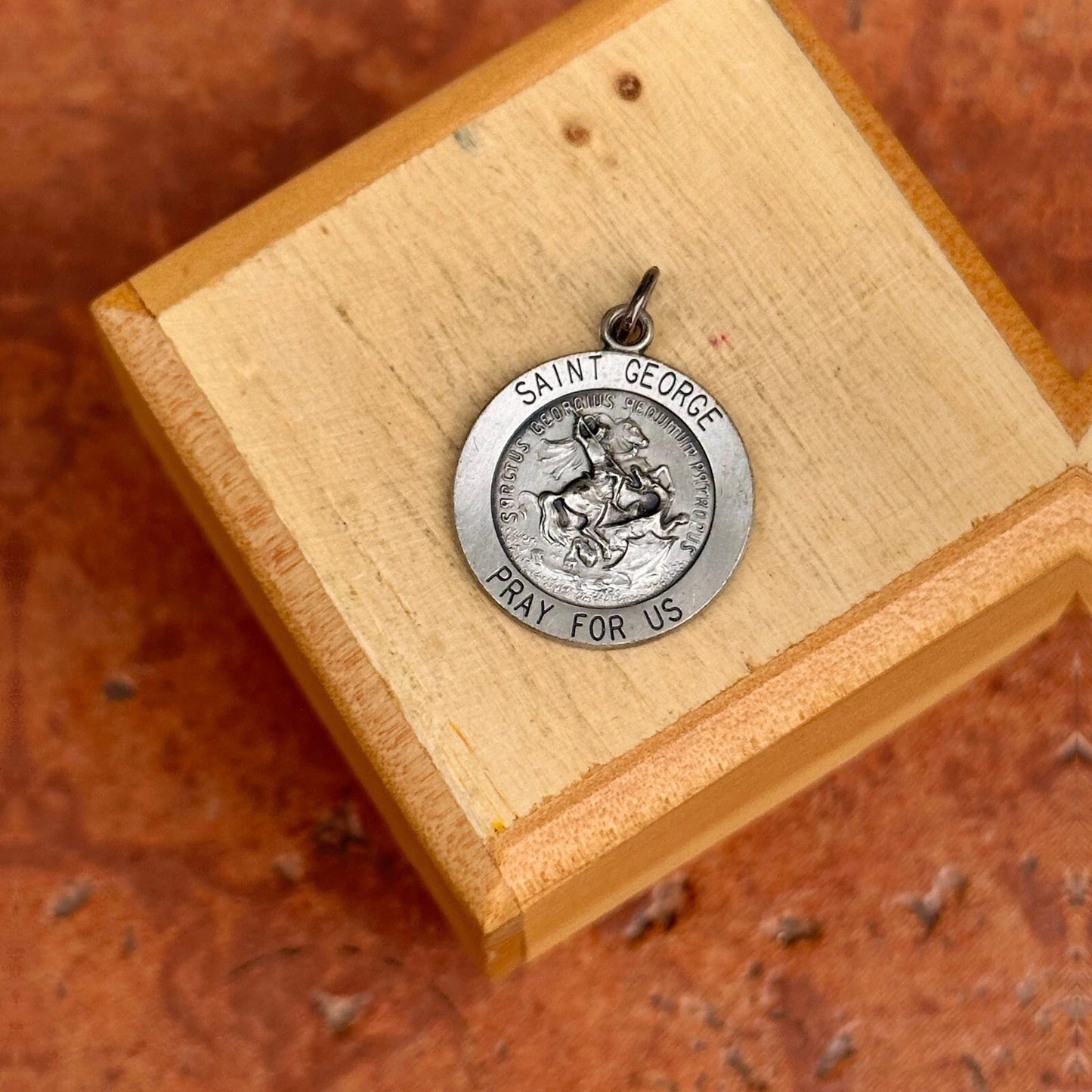 Sterling Silver St George Pray for Us 18mm Medal Pendant Charm NEW Unisex