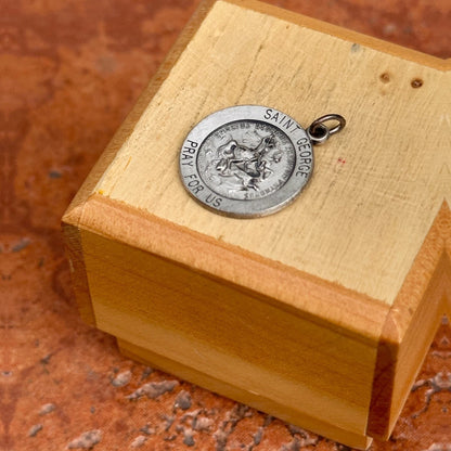 Sterling Silver St George Pray for Us 18mm Medal Pendant Charm NEW Unisex