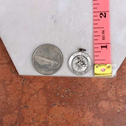 Sterling Silver St George Pray for Us 18mm Medal Pendant Charm NEW Unisex