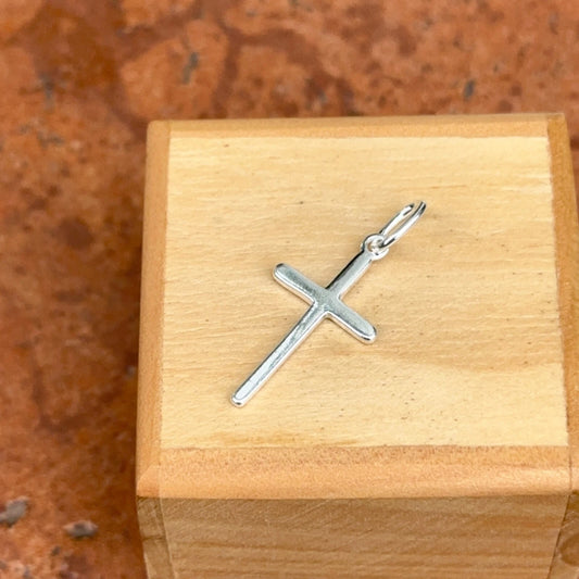 Sterling Silver Solid Flat Shiny Polished Small Cross Pendant Charm 23MM
