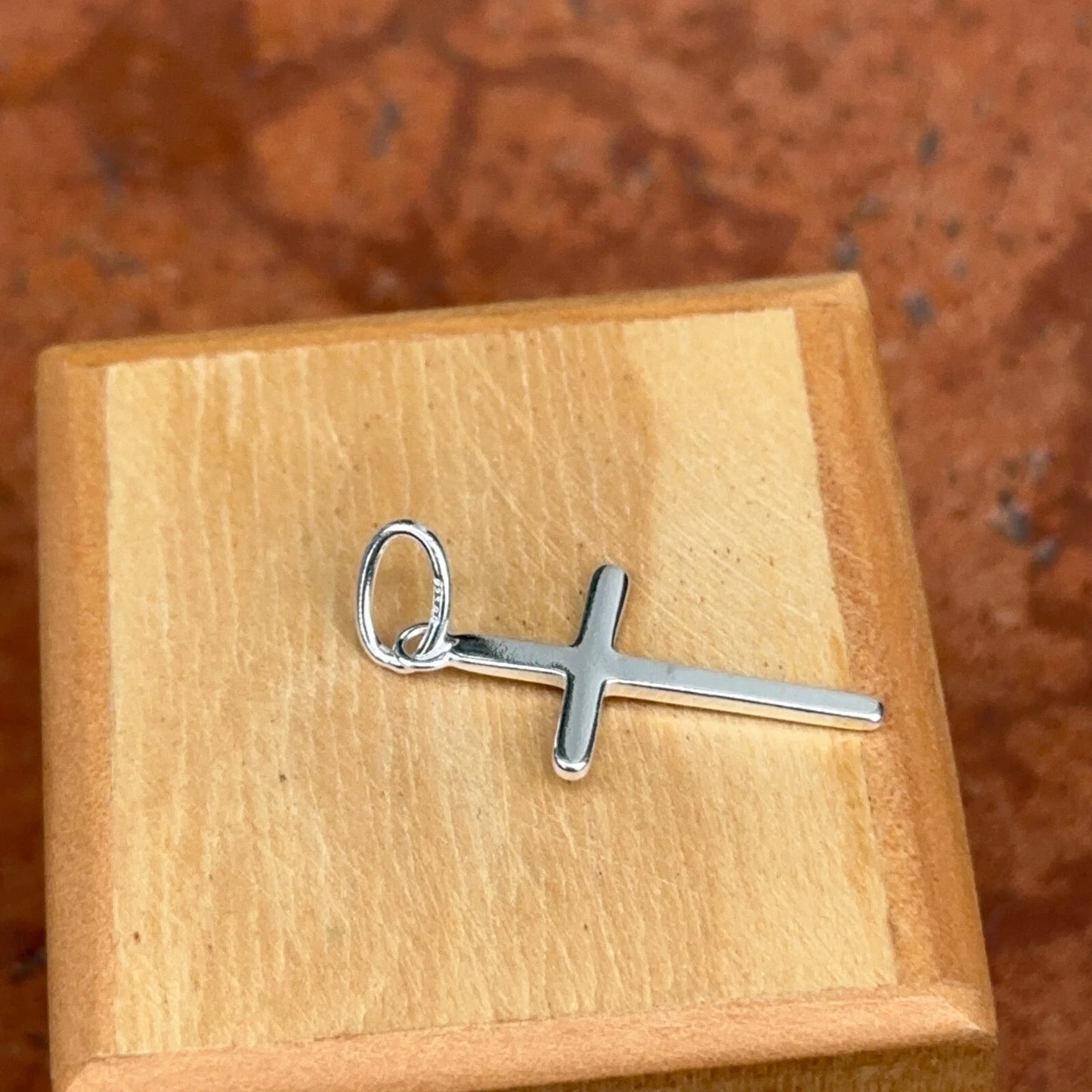 Sterling Silver Solid Flat Shiny Polished Small Cross Pendant Charm 23MM