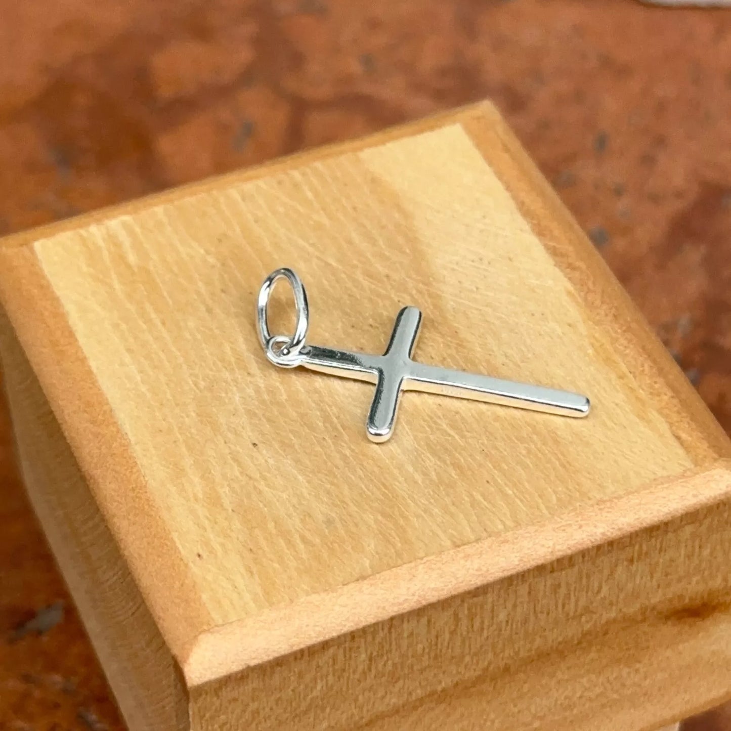 Sterling Silver Solid Flat Shiny Polished Small Cross Pendant Charm 23MM