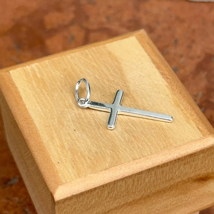 Sterling Silver Solid Flat Shiny Polished Small Cross Pendant Charm 23MM