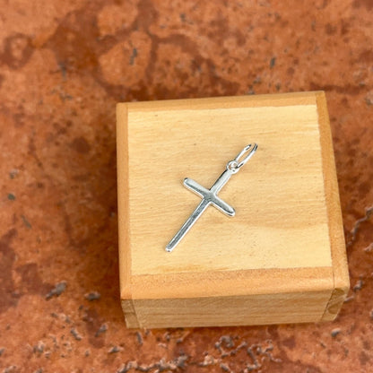 Sterling Silver Solid Flat Shiny Polished Small Cross Pendant Charm 23MM