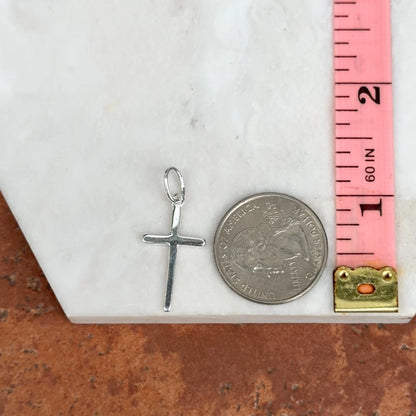 Sterling Silver Solid Flat Shiny Polished Small Cross Pendant Charm 23MM