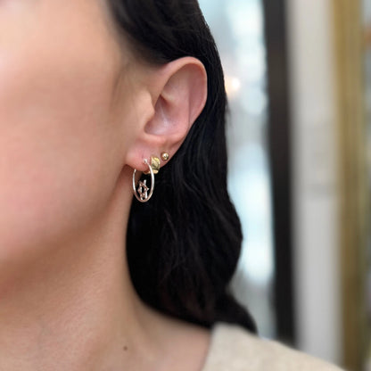 Sterling Silver Shiny Star of David Hoop Earrings NEW Small 20mm