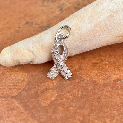Sterling Silver & Pink Enameled Breast Cancer Awareness Survivor Pendant Charm