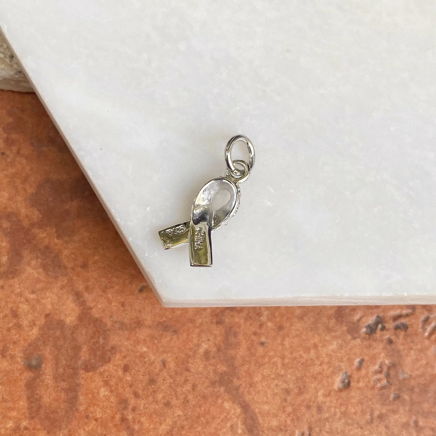 Sterling Silver & Pink Enameled Breast Cancer Awareness Survivor Pendant Charm