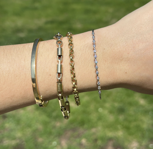 Estate 14KT White Gold Bezel Diamond Cuff Bracelet