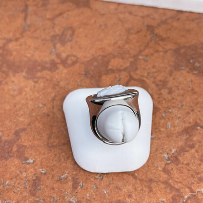 Sterling Silver Large Square Bezel Cameo Head Statement Ring