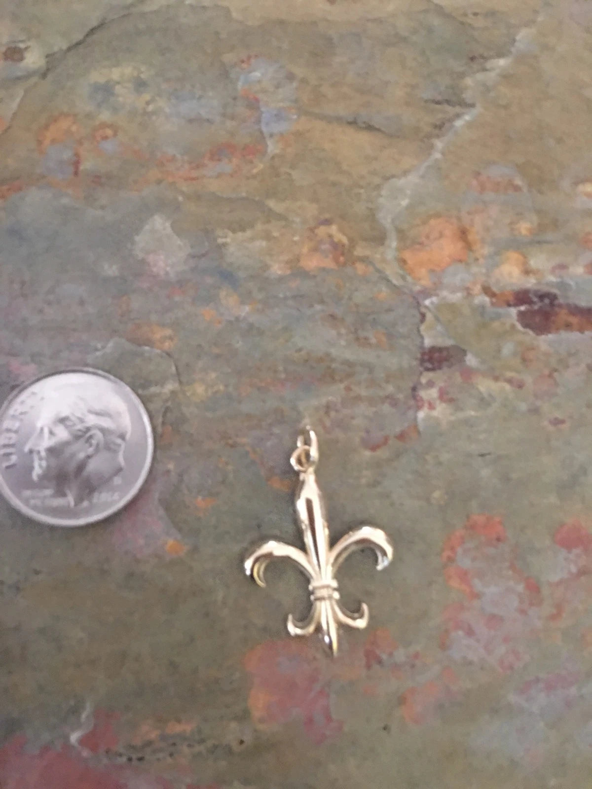 New pics14KT Yellow Gold Polished Fleur de Lis Pendant Charm NEW Detailed - LSJ