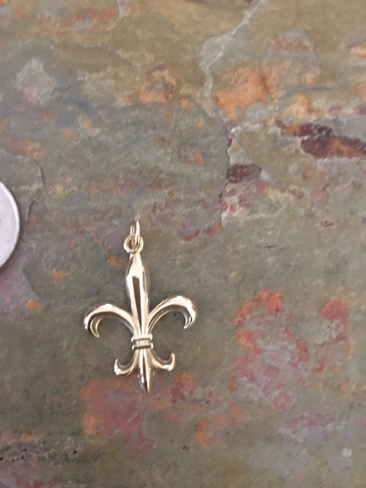New pics14KT Yellow Gold Polished Fleur de Lis Pendant Charm NEW Detailed - LSJ