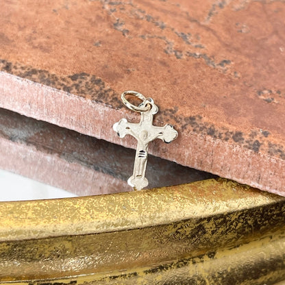 10KT Yellow Gold Matte Diamond-Cut Crucifix Cross Pendant Charm