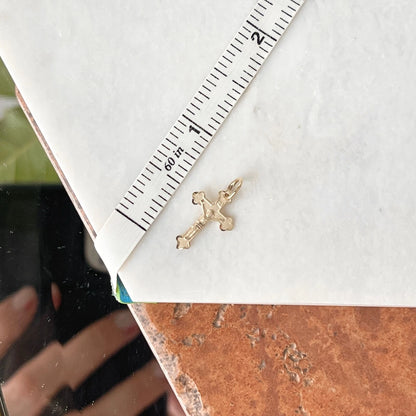10KT Yellow Gold Matte Diamond-Cut Crucifix Cross Pendant Charm