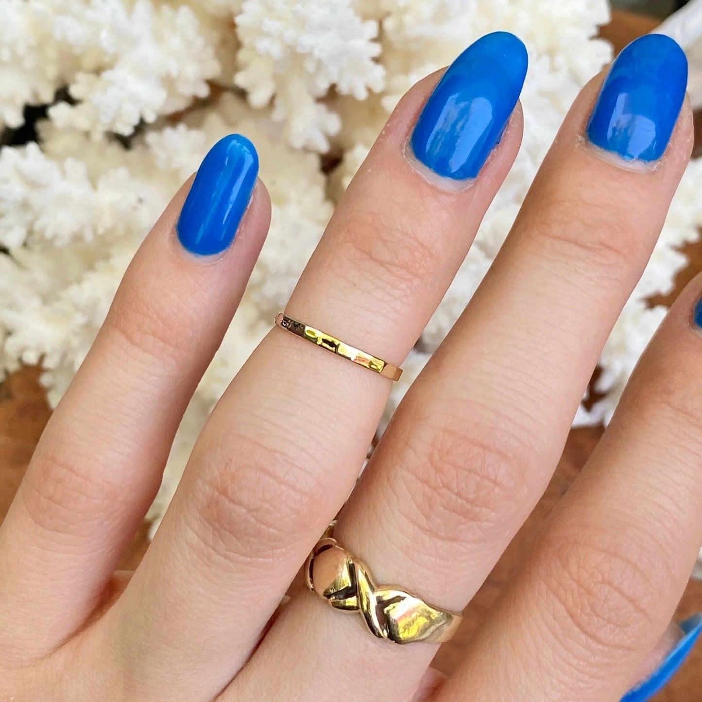 10KT Yellow Gold Thin Bamboo Textured Toe Ring