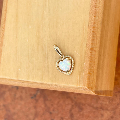 14KT Yellow Gold Lab Opal Heart Pendant Charm