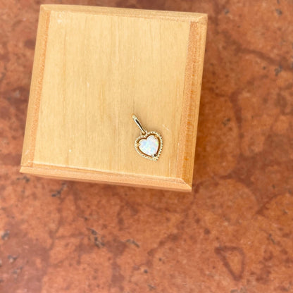 14KT Yellow Gold Lab Opal Heart Pendant Charm