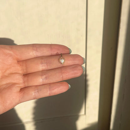 14KT Yellow Gold Lab Opal Heart Pendant Charm