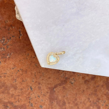 14KT Yellow Gold Lab Opal Heart Pendant Charm