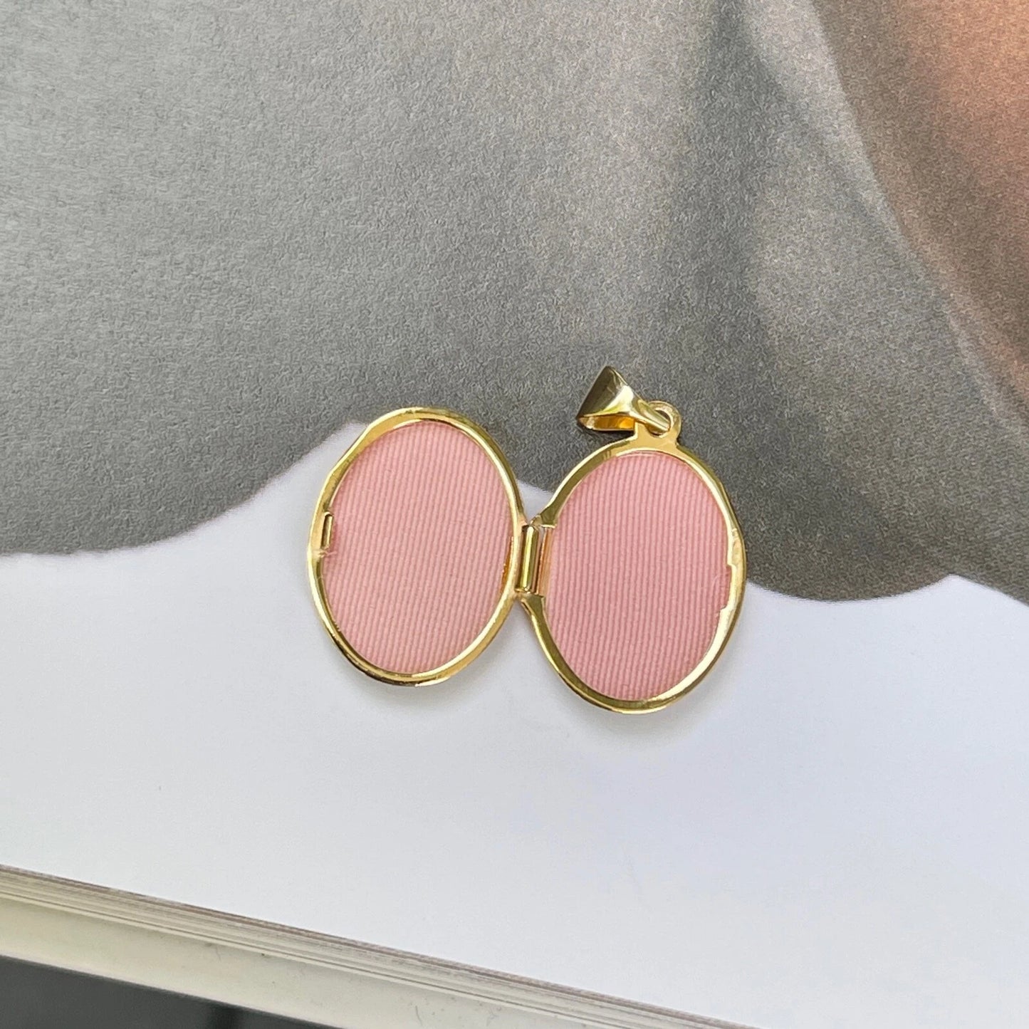 14KT Yellow Gold White Rhodium Guardian Angel Locket Pendant