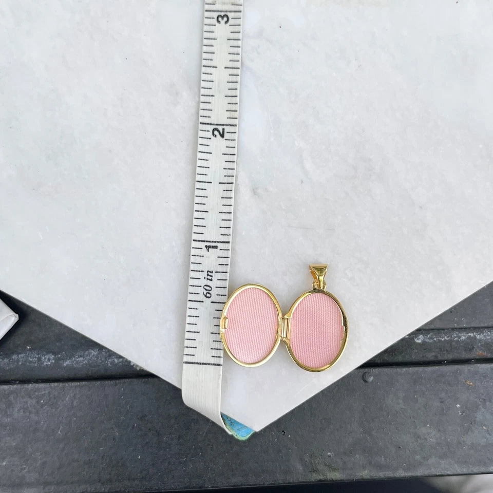 14KT Yellow Gold White Rhodium Guardian Angel Locket Pendant