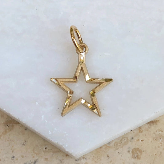 OOO 10KT Yellow Gold Diamond-Cut Star Pendant Charm, OOO 10KT Yellow Gold Diamond-Cut Star Pendant Charm - Legacy Saint Jewelry