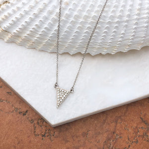 14KT White Gold Diamond Triangle Necklace, 14KT White Gold Diamond Triangle Necklace - Legacy Saint Jewelry