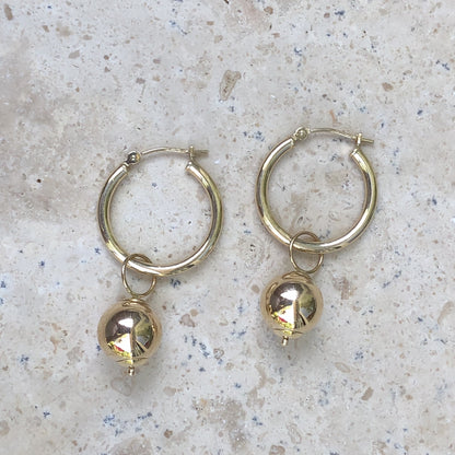 14KT Yellow Gold Polished Round Ball Earring Charms, 14KT Yellow Gold Polished Round Ball Earring Charms - Legacy Saint Jewelry