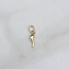 Load image into Gallery viewer, 14KT Yellow Gold &quot;Cornicello&quot; Mini Italian Horn Pendant Charm, 14KT Yellow Gold &quot;Cornicello&quot; Mini Italian Horn Pendant Charm - Legacy Saint Jewelry