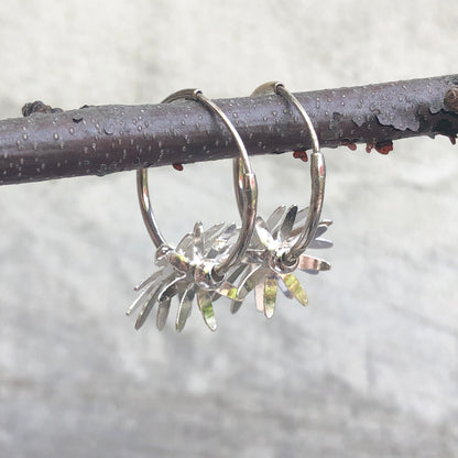 Sterling Silver Polished Flower Hoop Earrings, Sterling Silver Polished Flower Hoop Earrings - Legacy Saint Jewelry