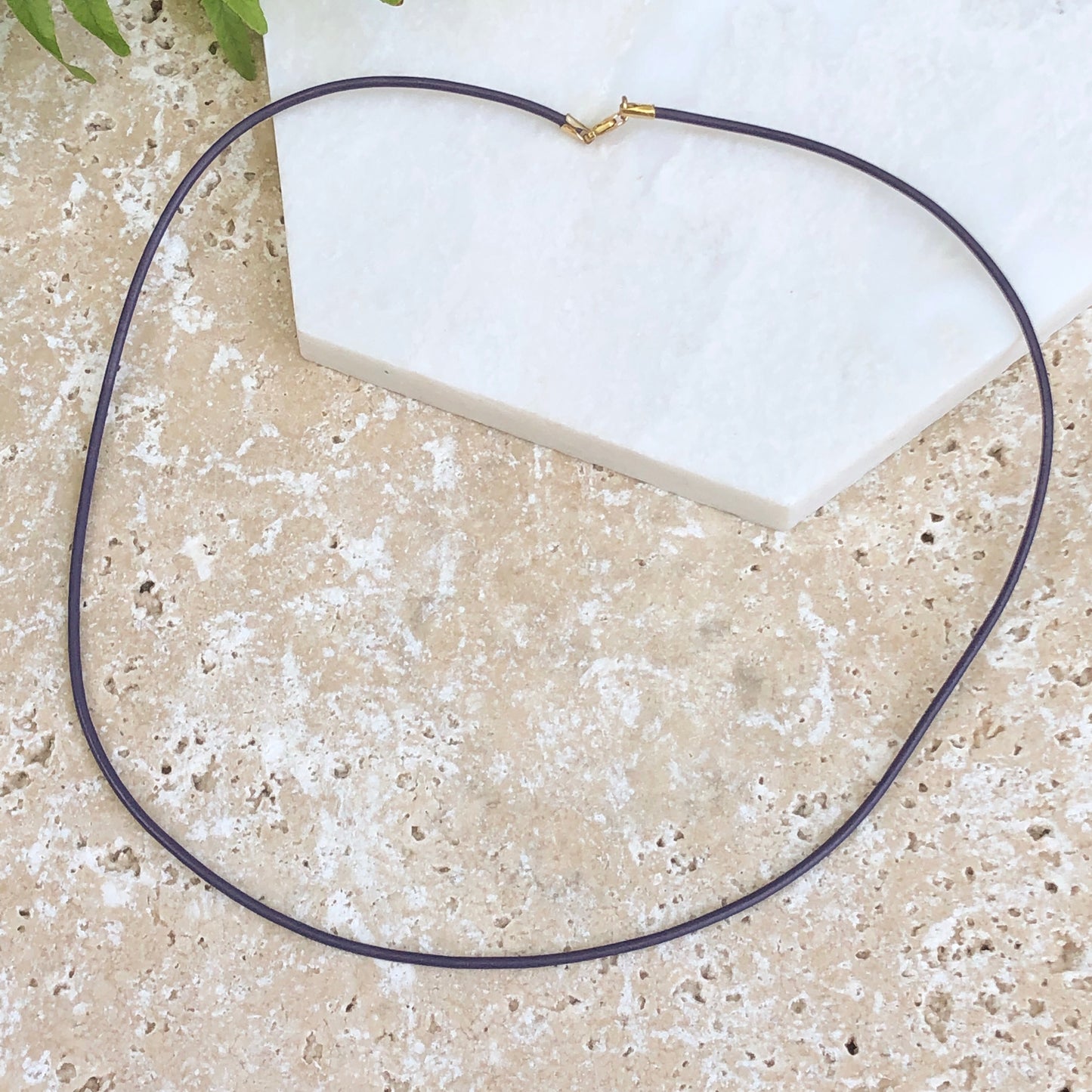 14KT Yellow Gold Violet Leather Cord Necklace 1.5mm/ 16", 14KT Yellow Gold Violet Leather Cord Necklace 1.5mm/ 16" - Legacy Saint Jewelry