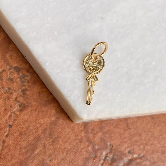 14KT Yellow Gold Rounded Mini Key Pendant Charm