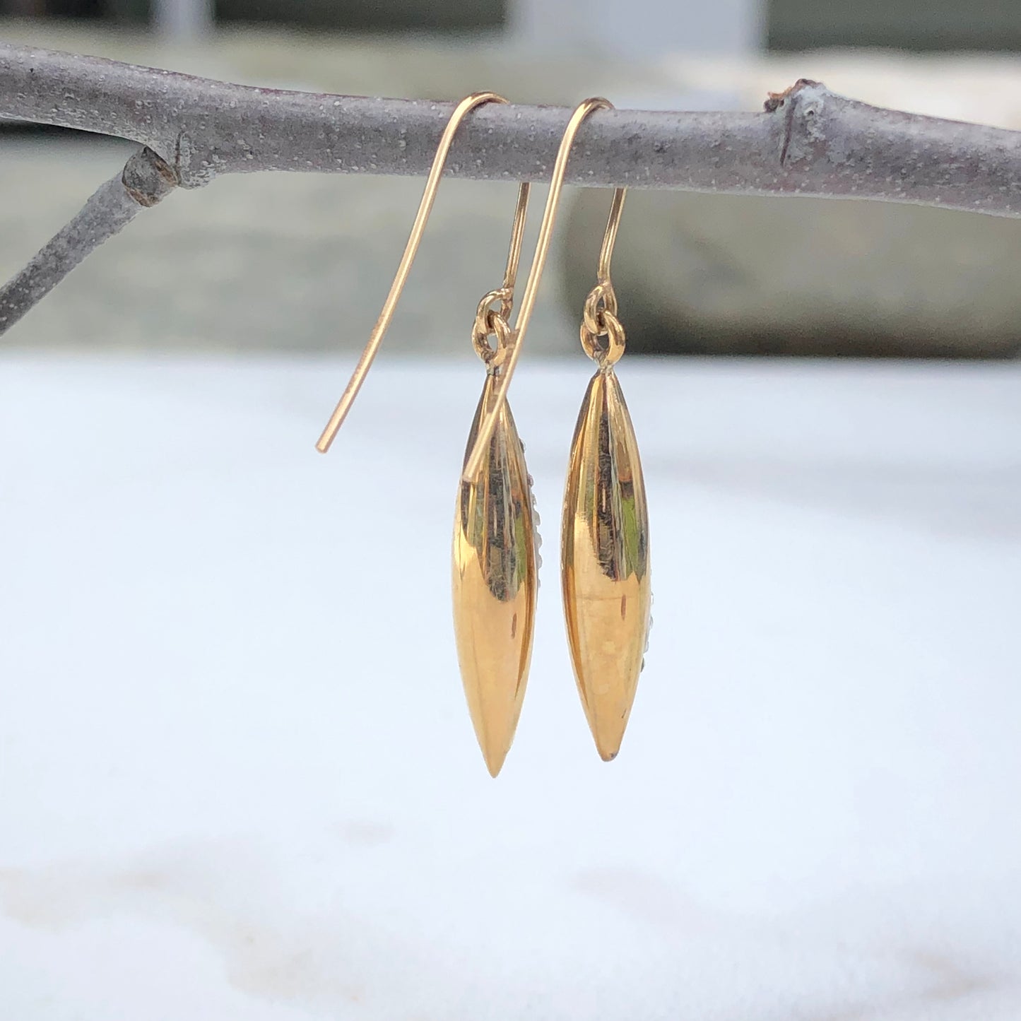 14KT Yellow Gold + White Gold Swarovski Crystal Teardrop Earrings, 14KT Yellow Gold + White Gold Swarovski Crystal Teardrop Earrings - Legacy Saint Jewelry