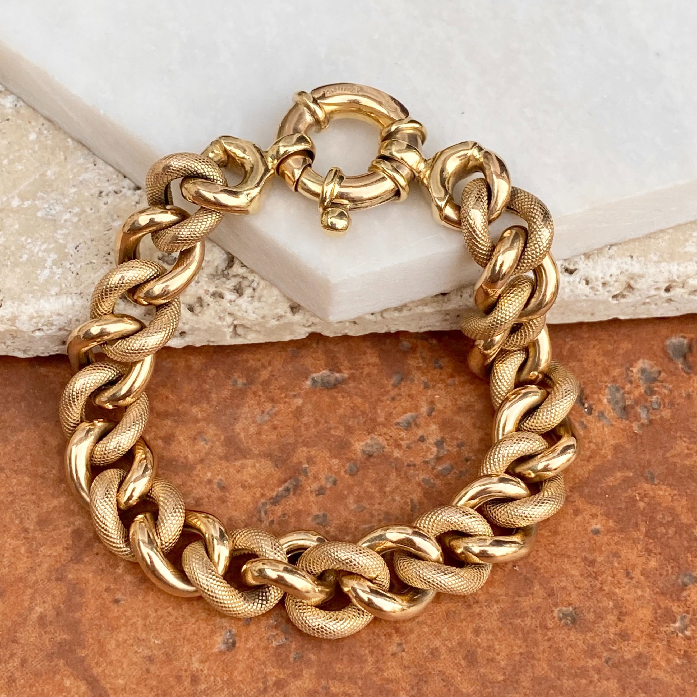 Vintage good Gold silver bracelet chunky Link