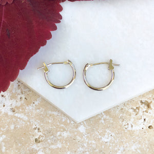 14KT White Gold Snap Mini Hoop Earrings 11mm, 14KT White Gold Snap Mini Hoop Earrings 11mm - Legacy Saint Jewelry