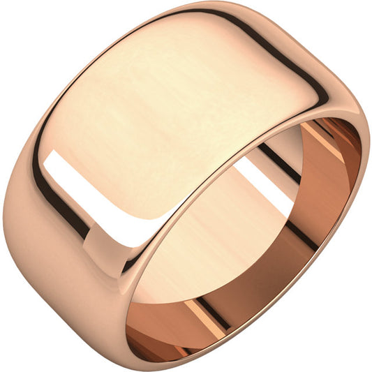 10KT Rose Gold Half Round Cigar Band Ring 10mm, 10KT Rose Gold Half Round Cigar Band Ring 10mm - Legacy Saint Jewelry