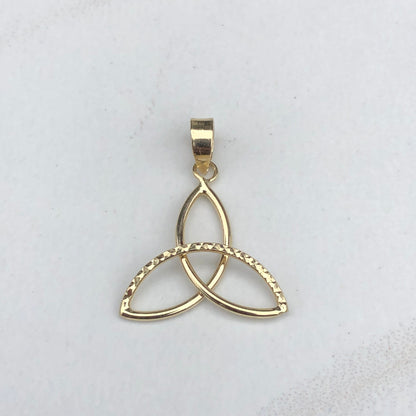 OOO 14KT Yellow Gold Diamond-Cut Celtic Trinity Triangle Pendant Charm, OOO 14KT Yellow Gold Diamond-Cut Celtic Trinity Triangle Pendant Charm - Legacy Saint Jewelry
