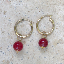 Load image into Gallery viewer, 14KT Yellow Gold Red Onyx Ball Earring Charms, 14KT Yellow Gold Red Onyx Ball Earring Charms - Legacy Saint Jewelry