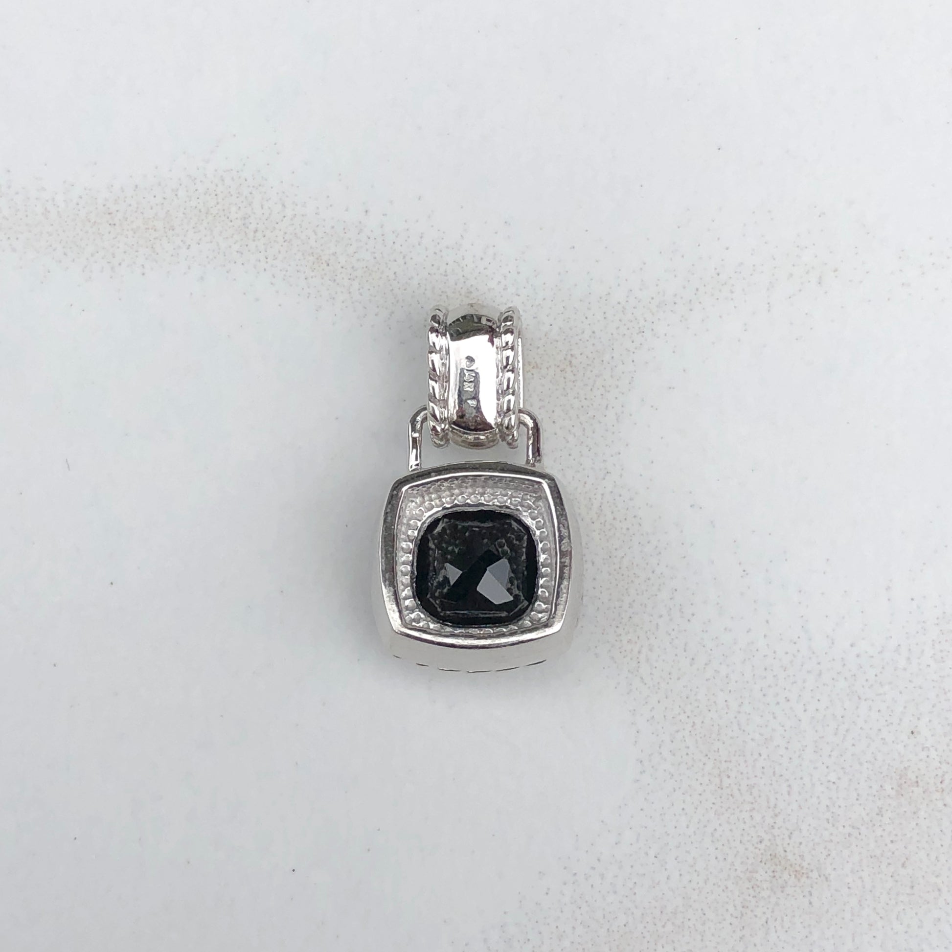 14KT White Gold Checkerboard Black Onyx + Diamond Pendant, 14KT White Gold Checkerboard Black Onyx + Diamond Pendant - Legacy Saint Jewelry