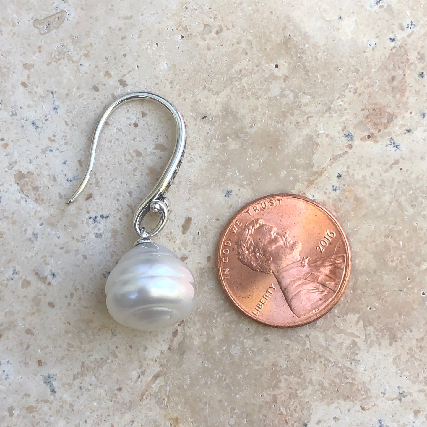 14KT White Gold + Sterling Silver Paspaley South Sea Pearl Drop Earrings, 14KT White Gold + Sterling Silver Paspaley South Sea Pearl Drop Earrings - Legacy Saint Jewelry